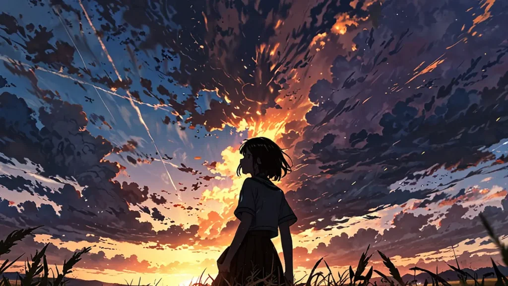 the-apothecarys-soliloquy-novel-volume-17-release-date-girl-looking-up-at-the-sunset-sky