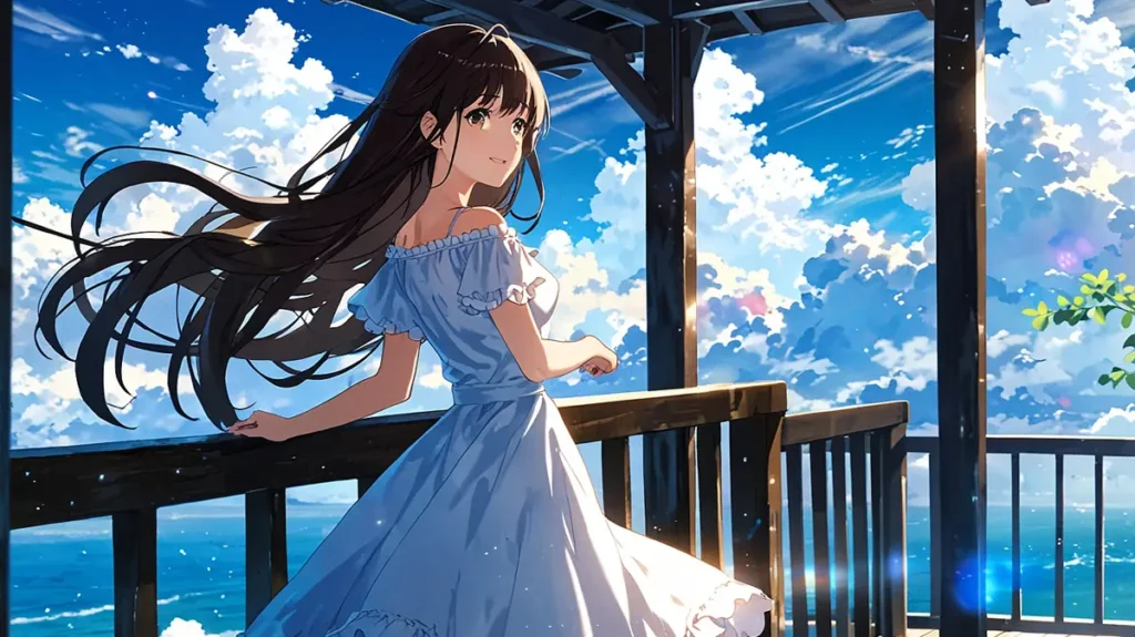 yomei-wazuka-no-wakiyaku-reijou-back-on-wednesday-schedule-girl-in-a-white-dress-on-a-sunlit-balcony