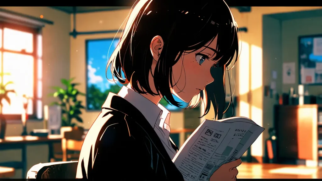 the-uruwashi-no-yoi-no-tsuki-latest-chapter-43-5-schoolgirl-reading-a-magazine-in-a-sunlit-classroom