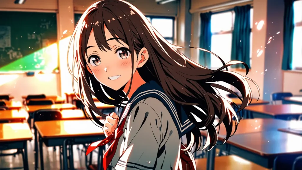 uruwashi-no-yoi-no-tsuki-synopsis-long-haired-schoolgirl-turning-in-a-sunlit-classroom