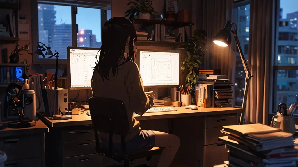 the-whirlwind-in-a-whirlpool-jump-plus-purchase-steps-woman-at-computer-desk-at-night