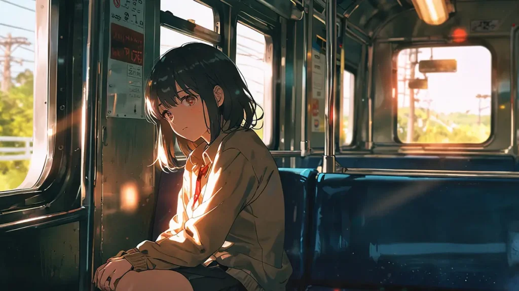 the-jimoto-saiko-manga-mechacomi-episode-sales-girl-sitting-alone-on-a-train-seat