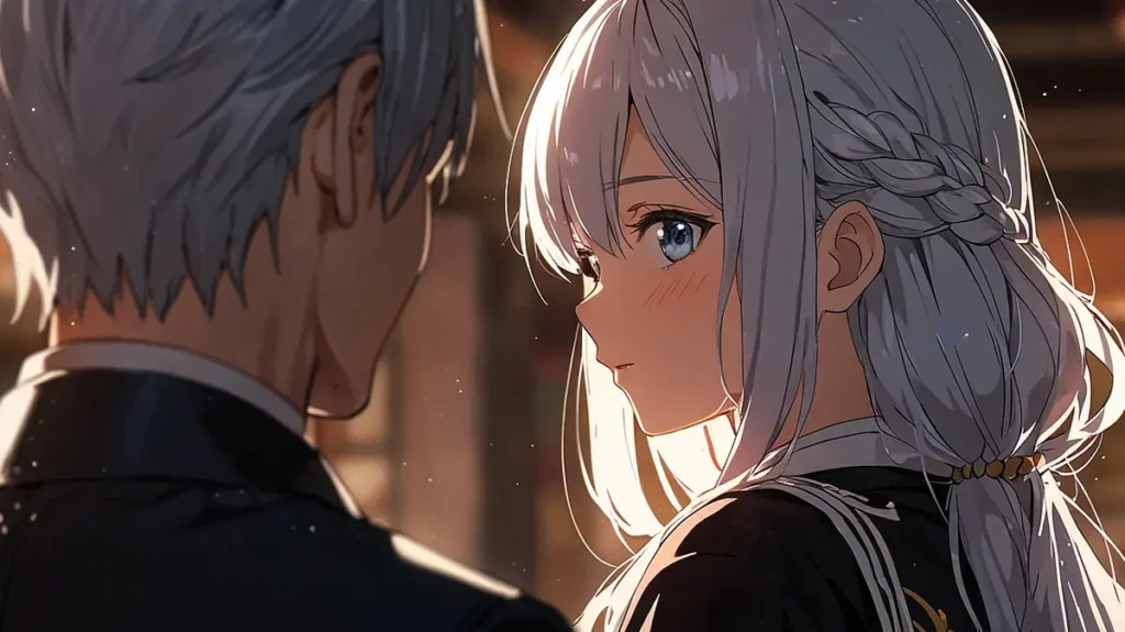 yomei-wazuka-no-wakiyaku-reijou-kimpeul-and-chova-roles-silver-haired-lady-facing-another-person