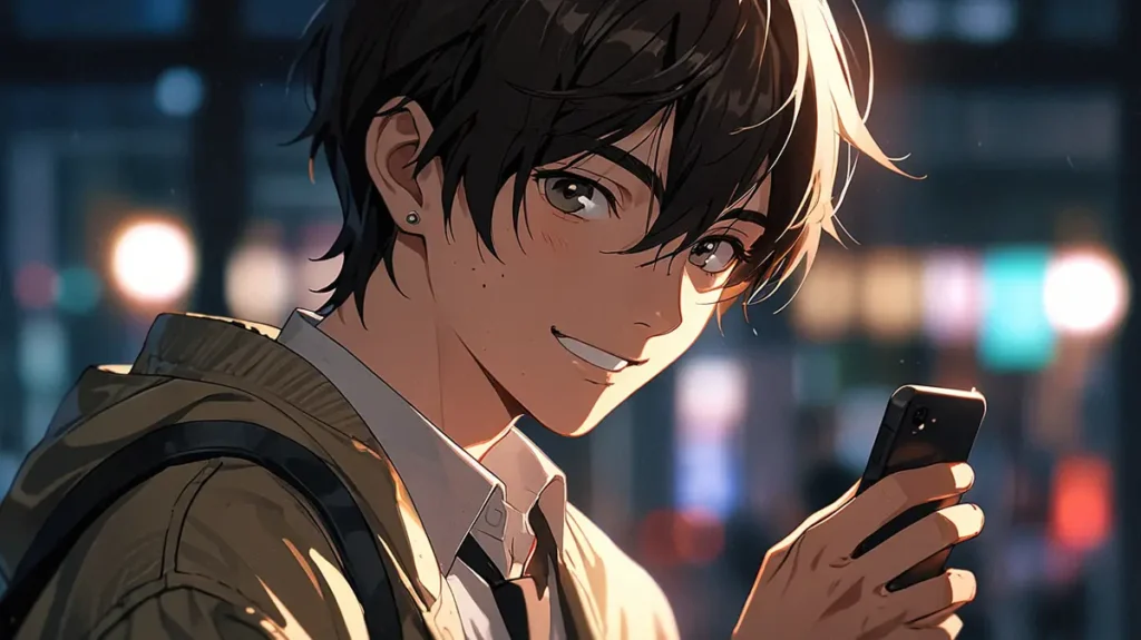 the-yaribu-renta-app-young-man-checking-a-smartphone-in-a-night-street