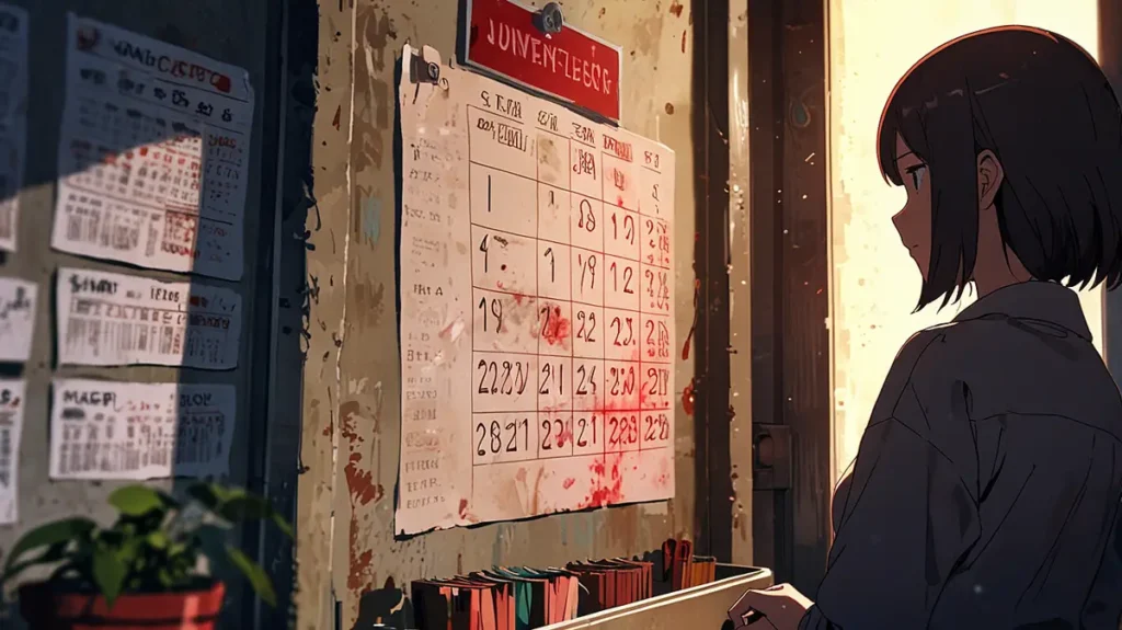 the-jimoto-saiko-manga-piccoma-rental-status-person-checking-notices-on-a-wall-board