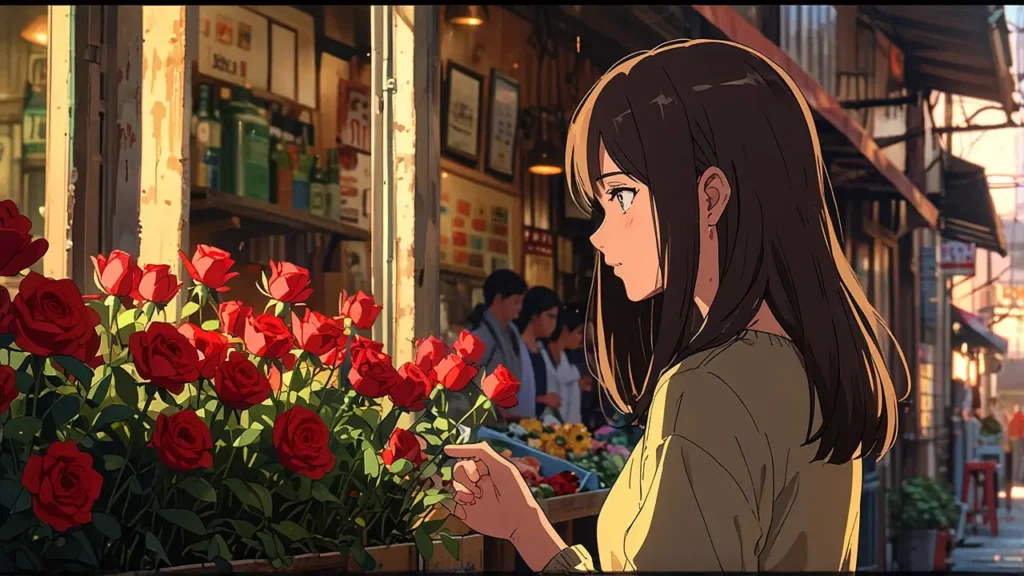tears-for-withered-flowers-volumes-released-woman-looking-at-rows-of-red-roses-at-a-flower-shop