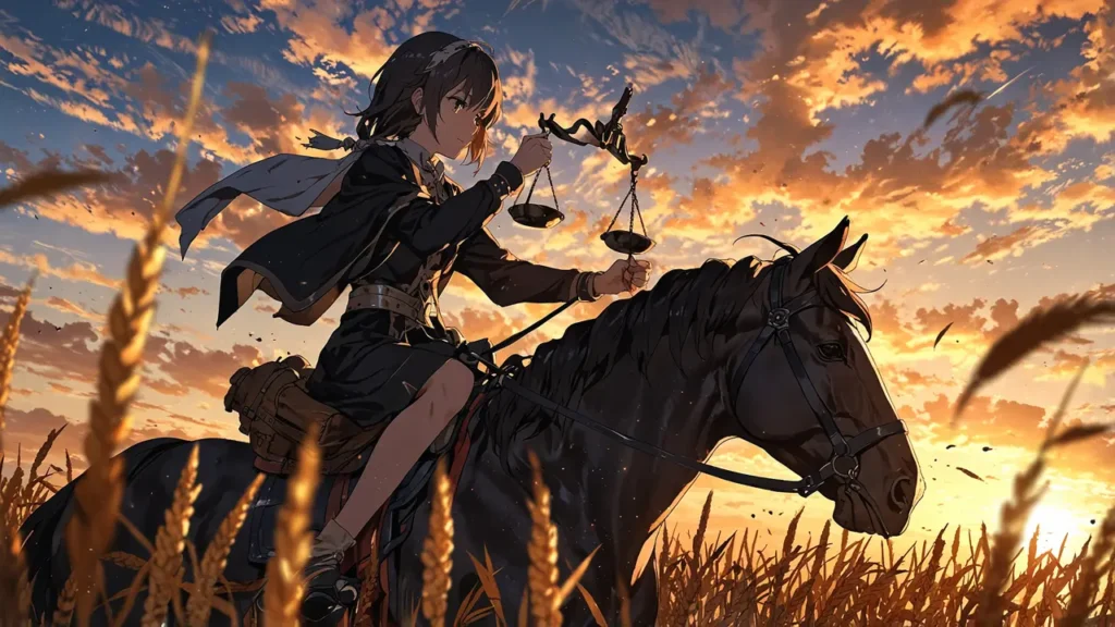 the-four-knights-of-the-apocalypse-famine-black-horse-rider-at-dusk