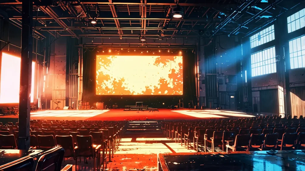 uruwashi-no-yoi-no-tsuki-anime-sequel-empty-theater-with-a-glowing-screen