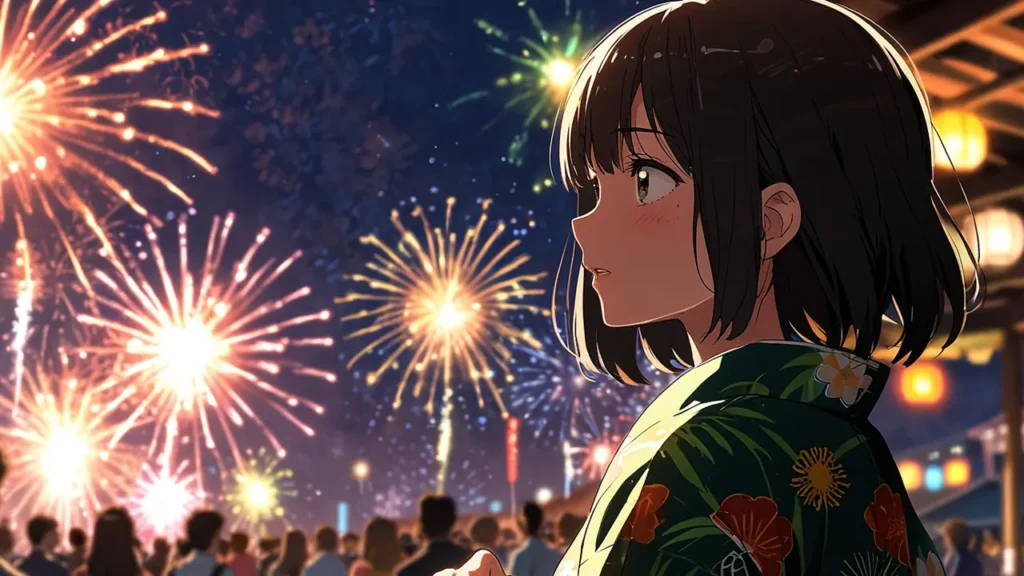 the-uruwashi-no-yoi-no-tsuki-summer-festival-girl-in-yukata-watching-fireworks