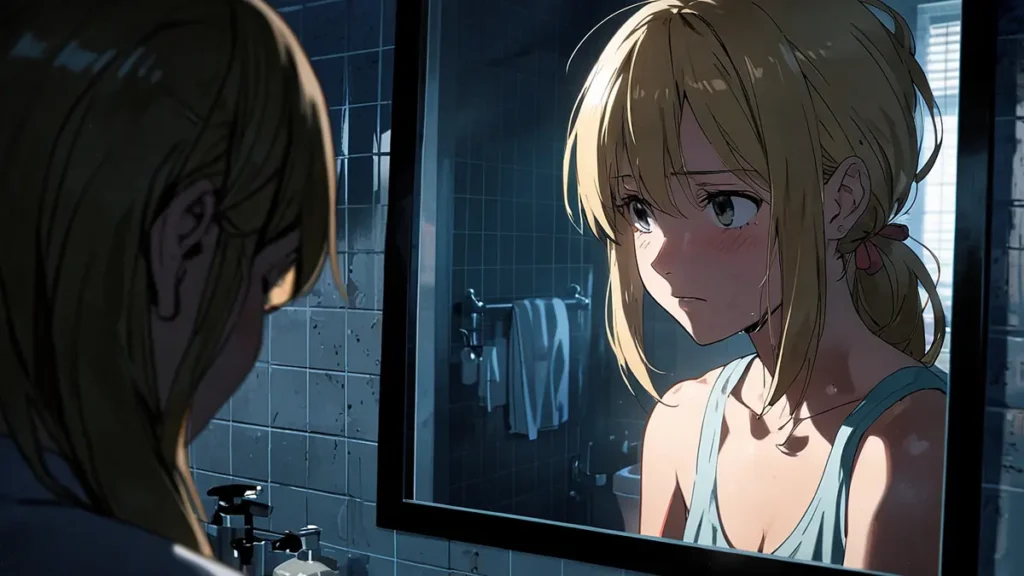 the-jinx-four-displays-before-buying-woman-comparing-her-reflection-in-mirror