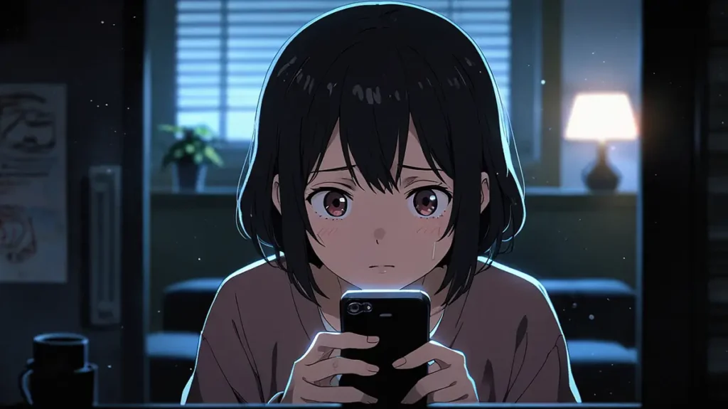 the-jinx-major-stores-availability-woman-checking-phone-in-dim-room