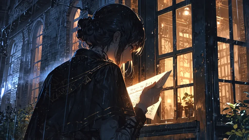 the-black-butler-rereading-woman-reading-a-page-by-a-rainy-window