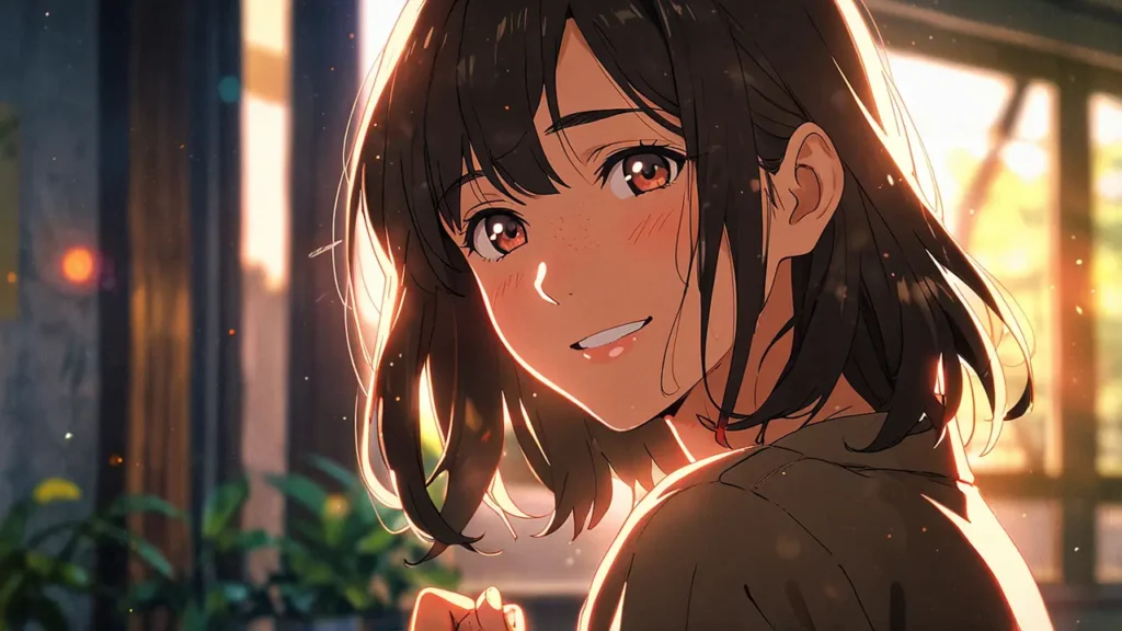 the-tears-for-withered-flowers-reading-in-japanese-woman-smiling-in-the-evening-light