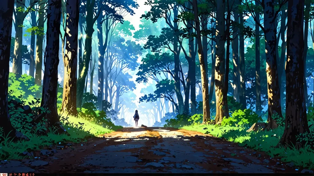 uruwashi-no-yoi-no-tsuki-single-or-full-set-forest-path-branching-into-two-ways