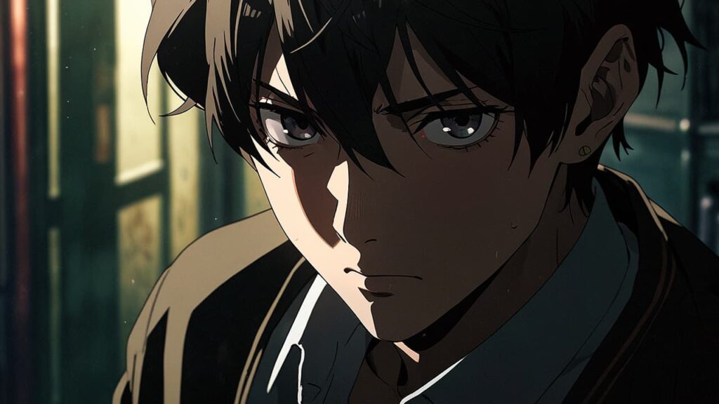 tears-for-withered-flowers-ren-true-identity-young-man-with-a-sharp-piercing-gaze-in-the-dark