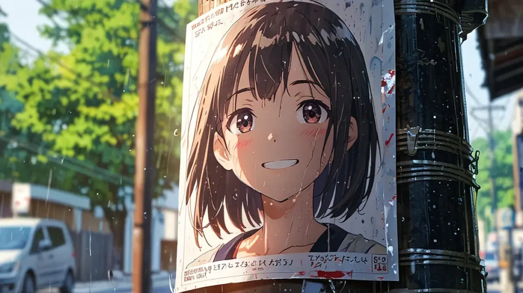 the-uruwashi-no-yoi-no-tsuki-fan-casting-buzz-smiling-portrait-poster-on-a-utility-pole