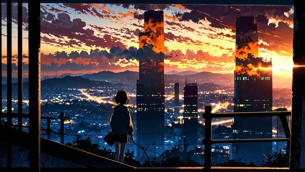 uruwashi-no-yoi-no-tsuki-conclusion-person-overlooking-a-city-at-sunset