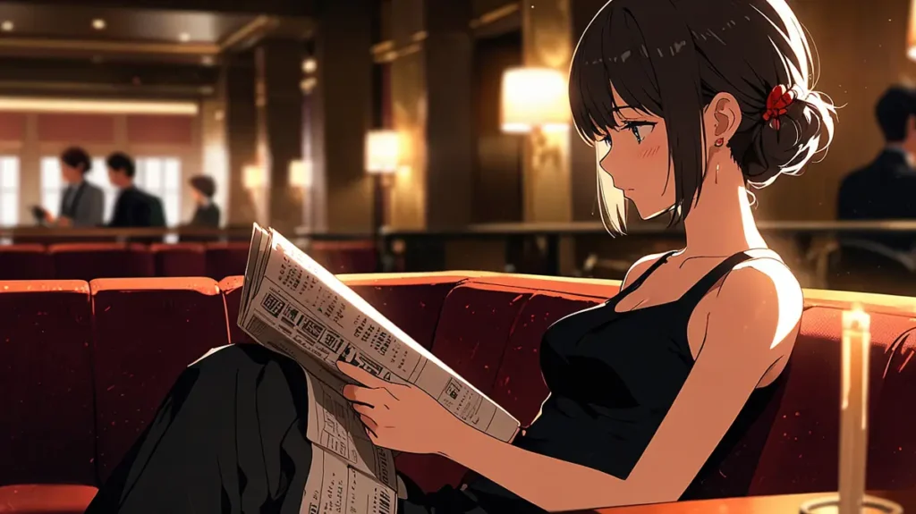 the-beautiful-evening-moon-live-action-film-woman-waiting-in-red-theater-seats