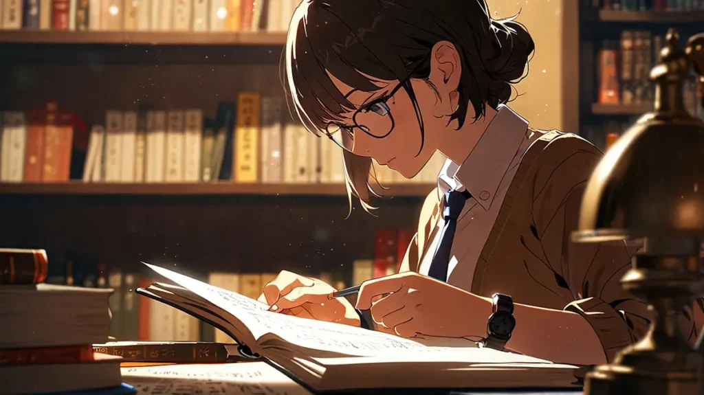 the-uruwashi-no-yoi-no-tsuki-where-to-read-manga-student-reading-a-book-under-a-desk-lamp
