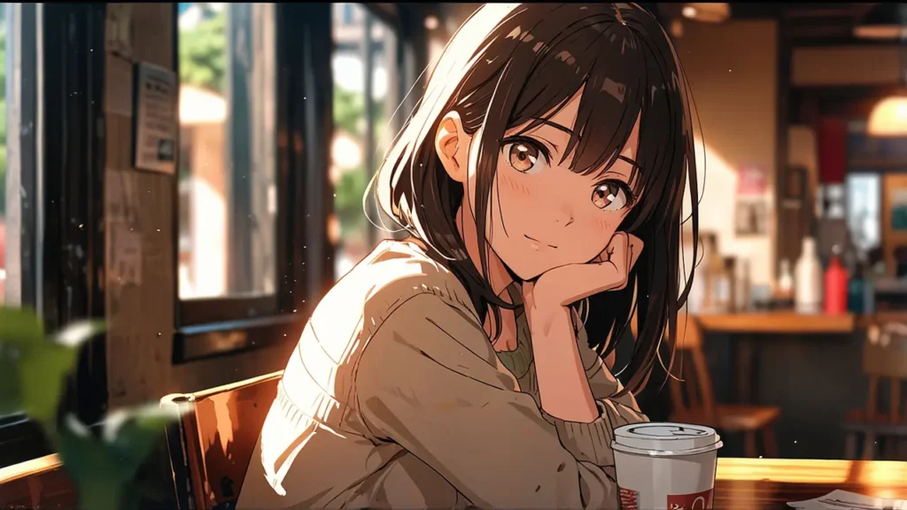 the-mii-chan-and-yamada-san-read-on-cmoa-woman-smiling-at-a-cafe