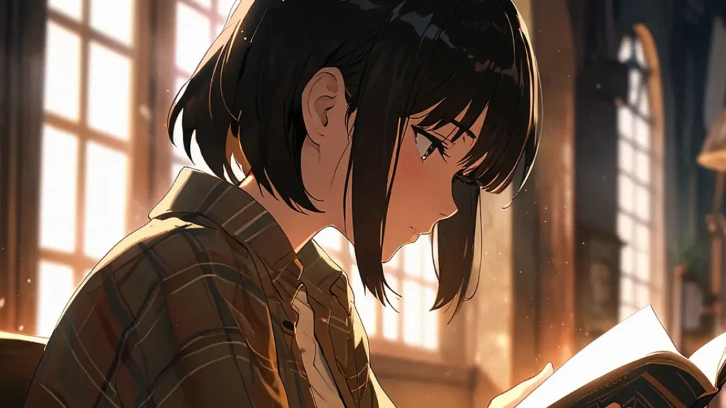 yomei-wazuka-no-wakiyaku-reijou-which-edition-to-read-girl-reading-a-book-in-warm-light