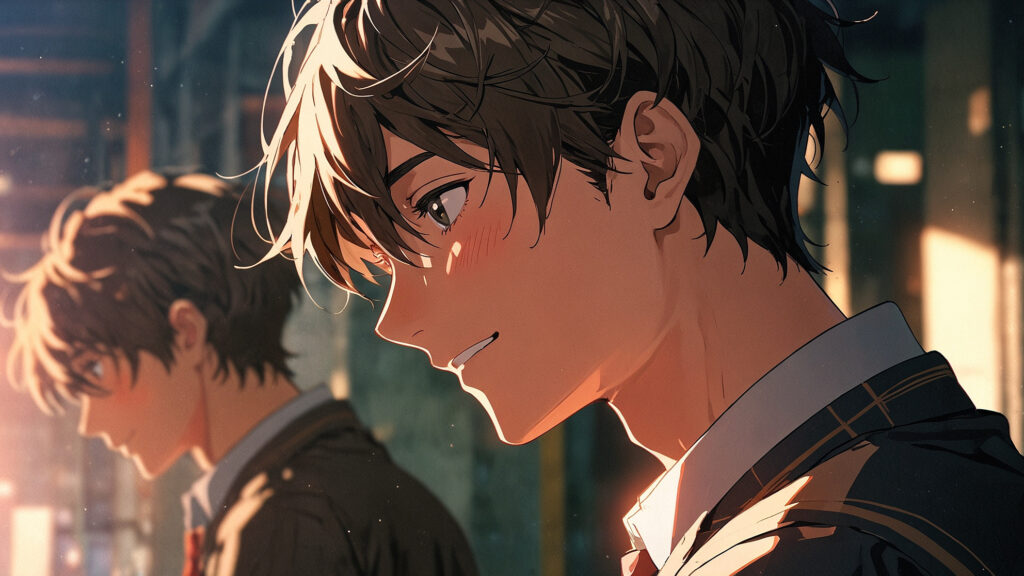 the-uruwashi-no-yoi-no-tsuki-reunion-episode-42-smiling-male-student-facing-someone-in-a-classroom