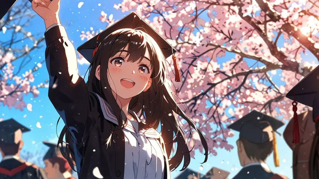 the-beautiful-evening-moon-hairstyle-summary-graduate-cheering-under-cherry-blossoms