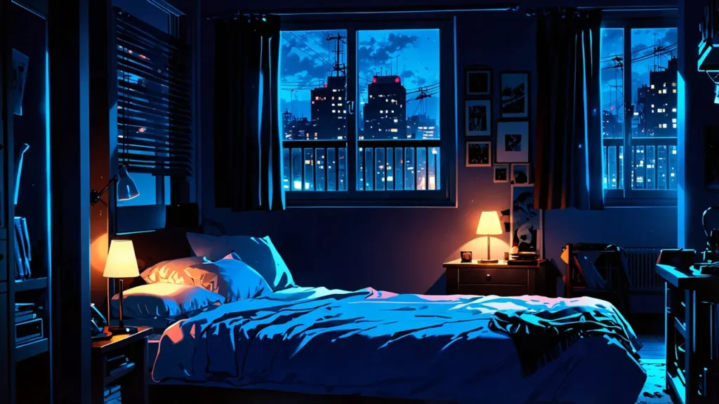 the-uruwashi-no-yoi-no-tsuki-ebook-binge-read-dark-bedroom-lit-only-by-a-screen-at-night
