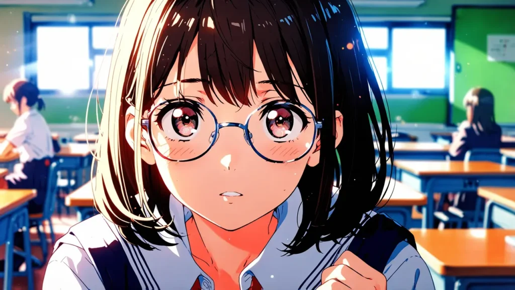 the-uruwashi-no-yoi-no-tsuki-ebook-store-comparison-petite-schoolgirl-with-round-glasses-in-a-classroom