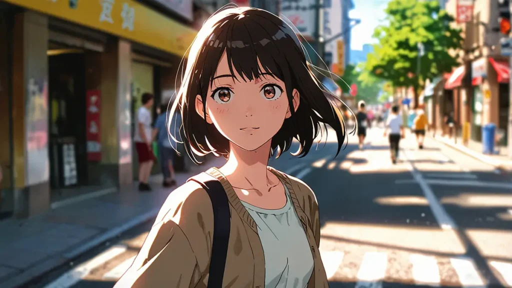 the-childhood-friend-complex-korean-edition-woman-walking-a-sunlit-shopping-street