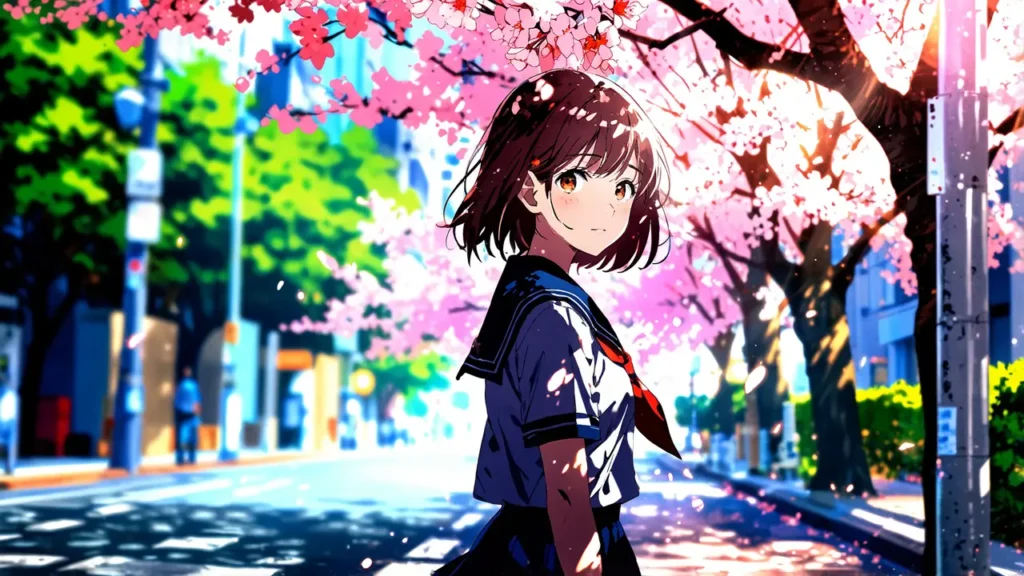 uruwashi-no-yoi-no-tsuki-conclusion-schoolgirl-walking-a-cherry-blossom-street