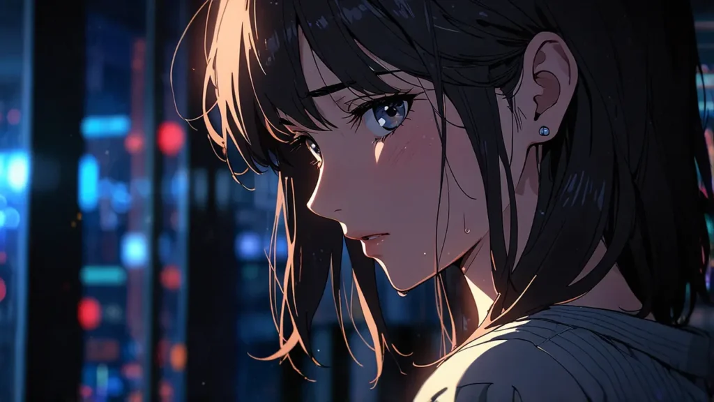 tears-for-withered-flowers-adaptation-rumors-woman-profile-against-blue-neon-lights