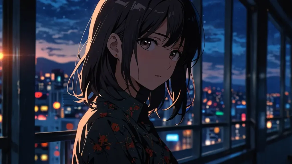 the-office-girl-overall-summary-woman-looking-out-at-night-city-lights