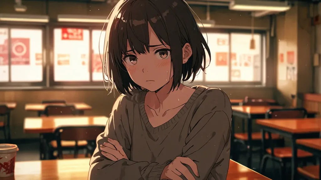 the-childhood-friend-complex-faq-woman-with-a-puzzled-look-in-a-cafe