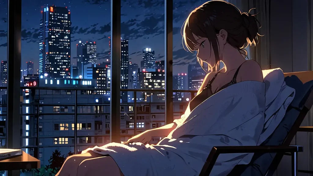 the-mii-chan-and-yamada-san-ending-status-woman-resting-by-a-night-window