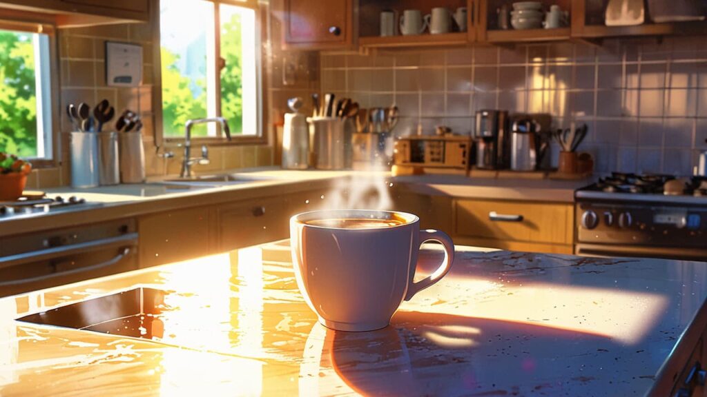 tears-for-withered-flowers-is-it-completed-morning-kitchen-with-a-steaming-cup-of-coffee
