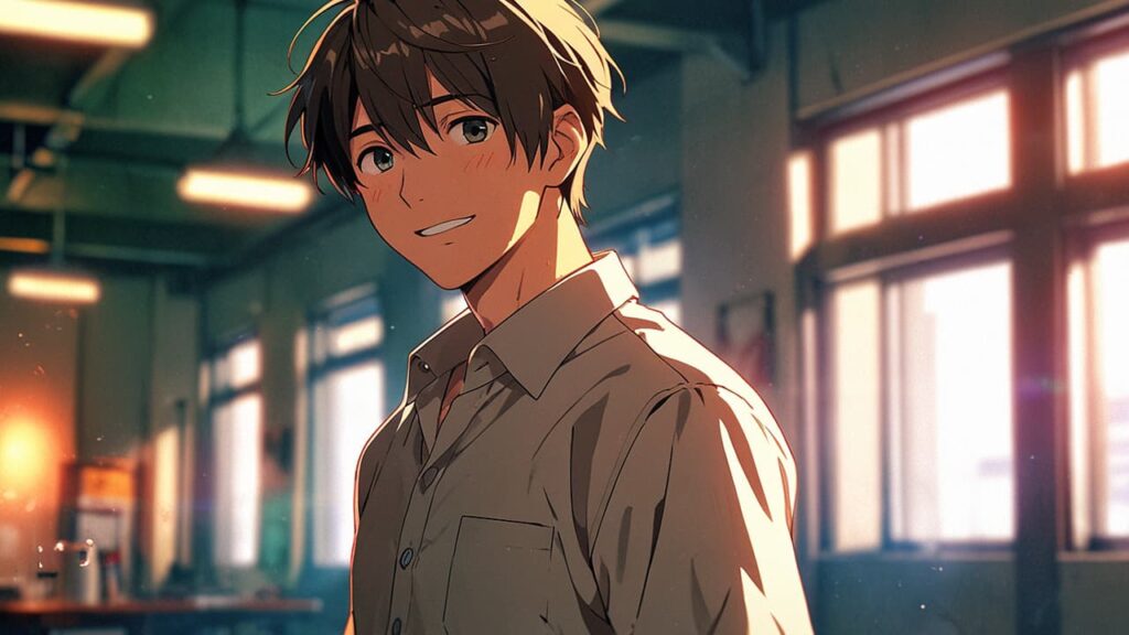 tears-for-withered-flowers-drama-adaptation-young-man-smiling-in-a-sunlit-room