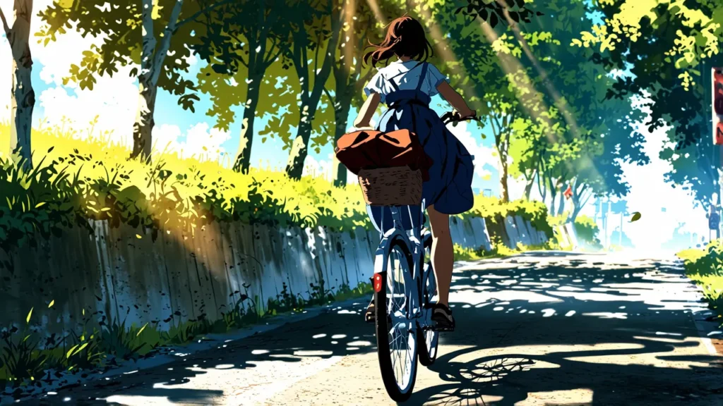the-childhood-friend-complex-getting-started-cyclist-riding-a-green-tree-tunnel