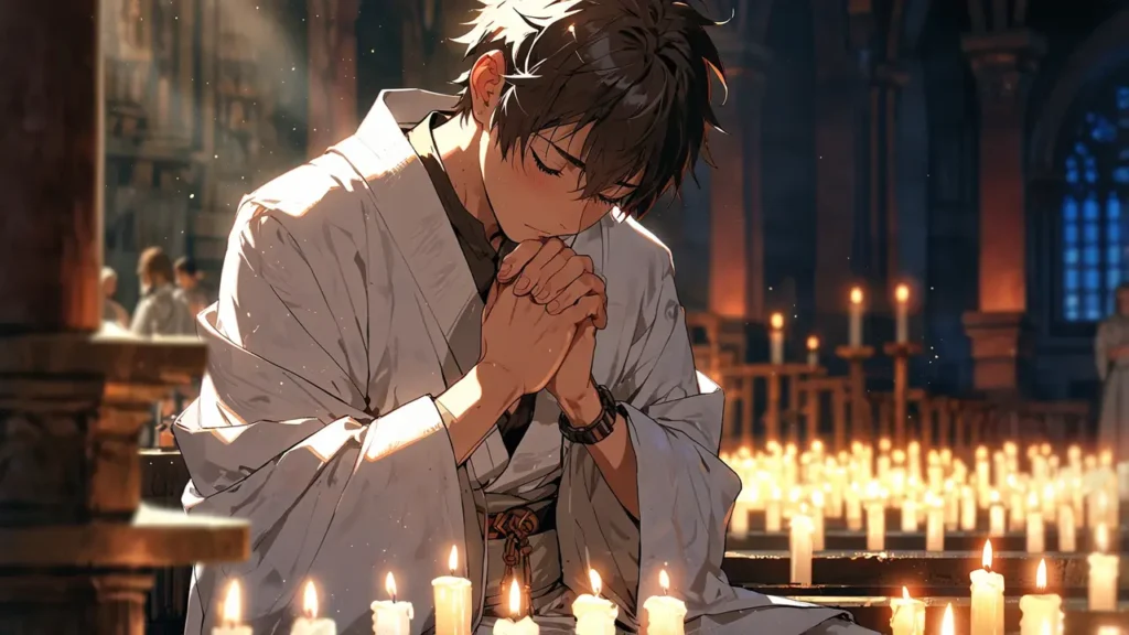 the-four-knights-apocalypse-young-man-praying-at-candlelit-altar