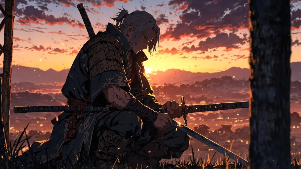 the-four-knights-apocalypse-warrior-sheathing-sword-at-sunset