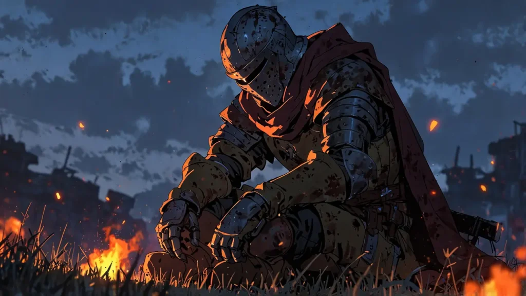 the-four-knights-apocalypse-knight-with-rusted-helmet-and-cape