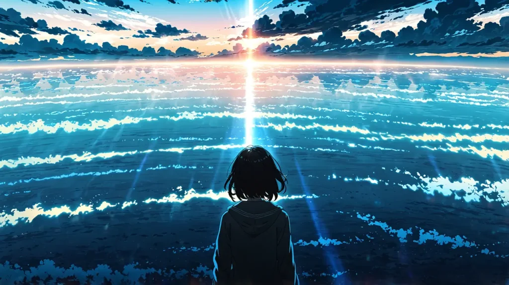 the-office-girl-synopsis-lone-figure-facing-a-glowing-sea-horizon