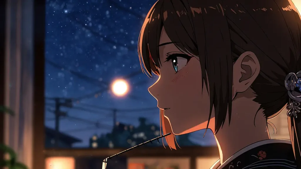 the-beautiful-evening-moon-volume-11-release-girl-looking-up-at-the-night-moon