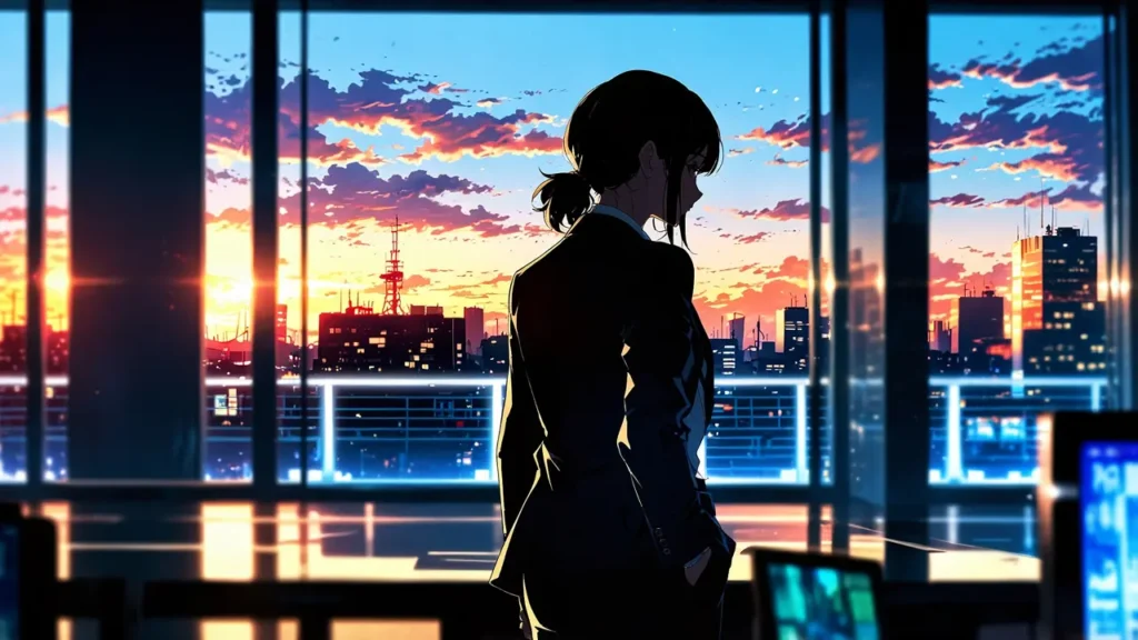 the-office-girl-korean-webtoon-volumes-woman-in-suit-by-the-office-window