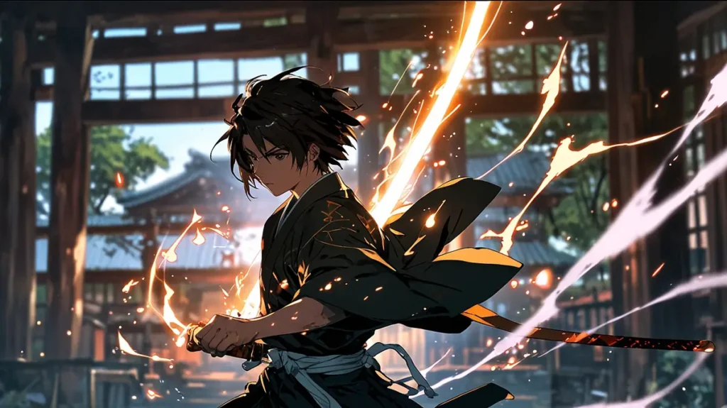 the-japan-three-kingdoms-anime-12-episodes-finale-warrior-in-combat-stance-with-sword