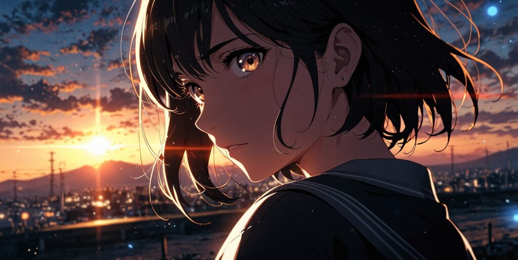 the-four-knights-apocalypse-gawain-parentage-woman-golden-eyes-sunset-cityscape