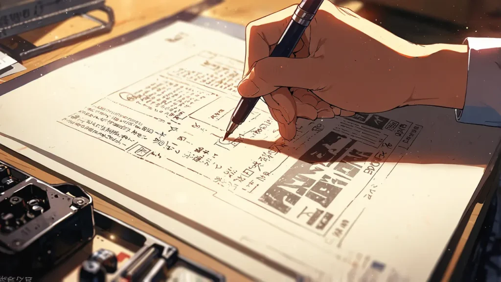 the-nihon-sangoku-author-same-as-original-creator-hand-holding-pen