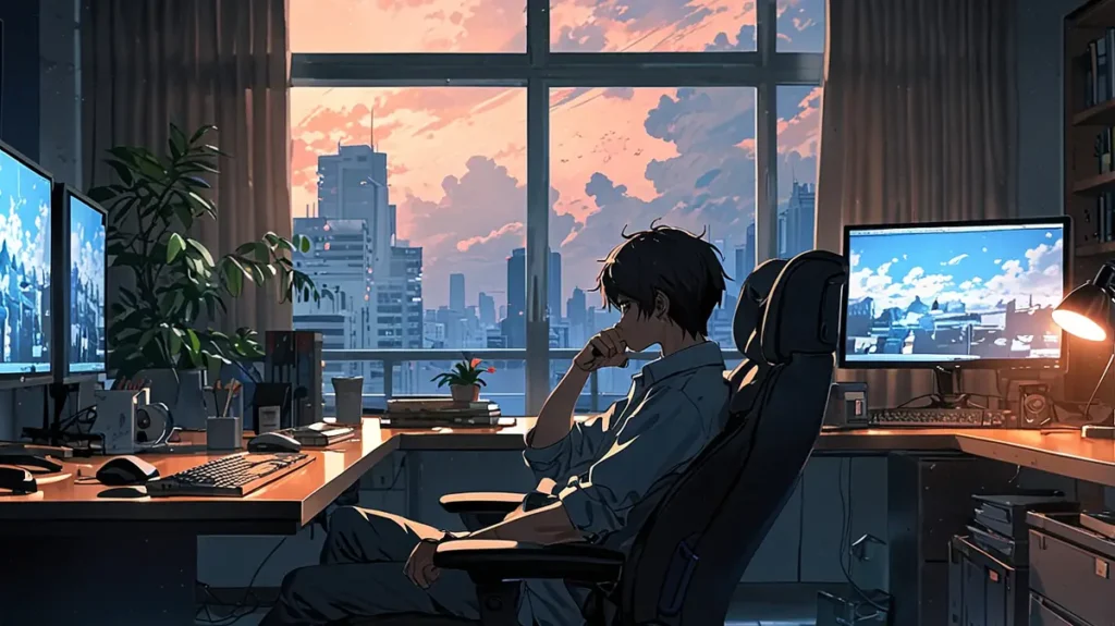 the-secret-relationship-president-and-me-novel-completed-manga-ongoing-office-desk-at-night