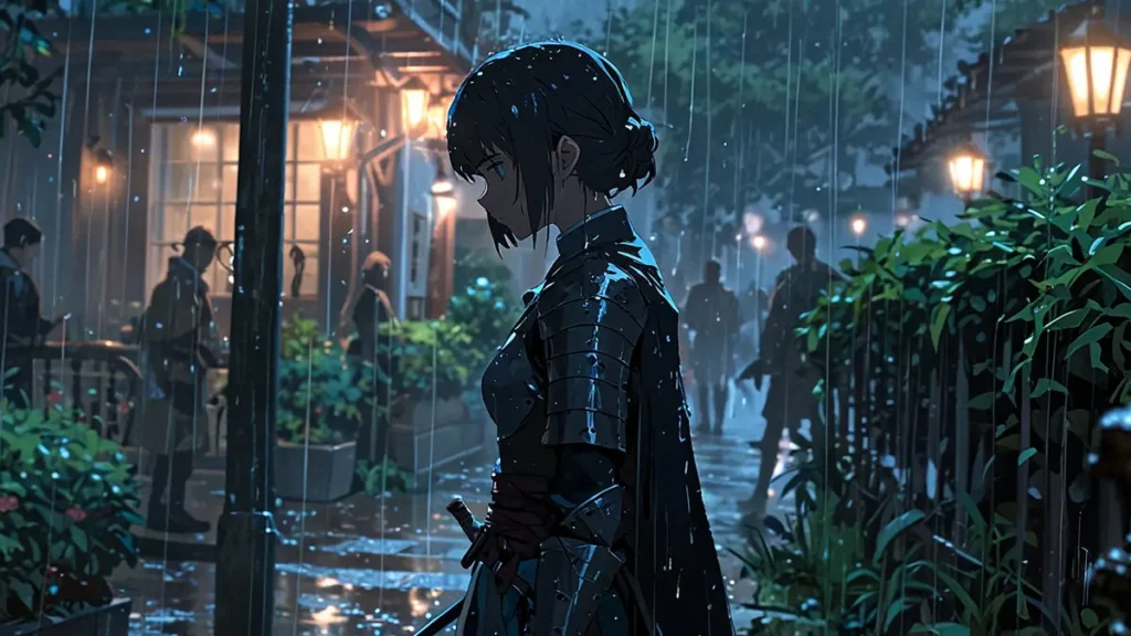 the-apocalypse-four-knights-shikyo-four-color-knights-lone-knight-in-rain-garden