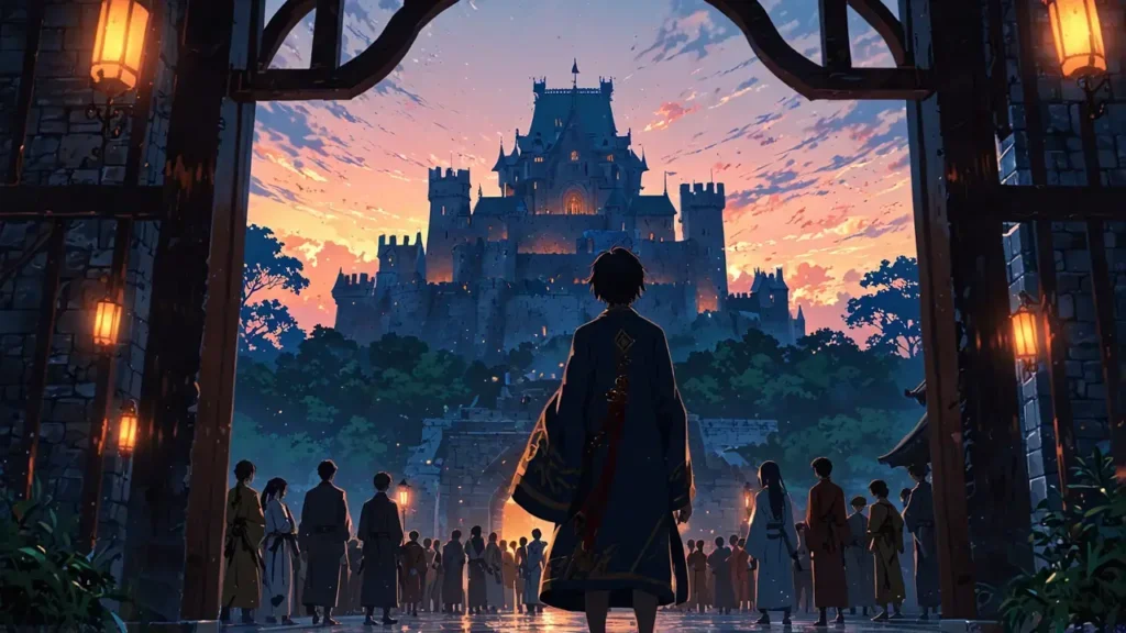 the-four-knights-of-the-apocalypse-intro-crowd-watching-a-knight-at-a-castle-gate